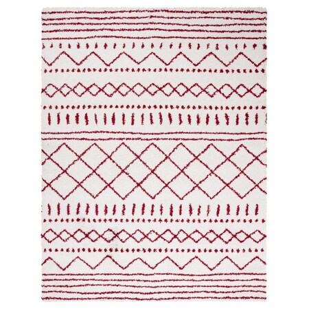 Safavieh Arizona Shag Power Loomed Rectangle Area Rug; Ivory & Red - 8 x 10 ft. ASG741P-8